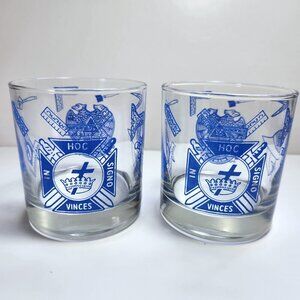 Freemason Rock Glasses Set of 2 Mason Emblems Calipers Squares 32nd Degree